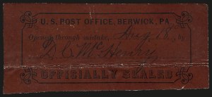 Sale 976, Lot 2647, The Martin Richardson Gold Medal Collection of U.S. Post Office Seals (Typeset Seals)