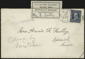 Sale 976, Lot 2685, The Martin Richardson Gold Medal Collection of U.S. Post Office Seals (Typeset Seals on Cover)