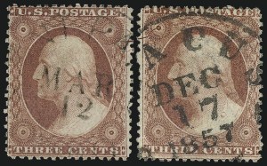 Sale 982, Lot 5113, 1c-3c 1857-60 Issue (Scott 18-26A)