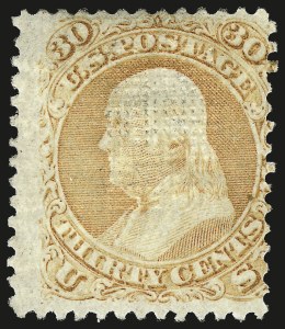 Sale 982, Lot 5281, 1867-68 Grilled Issue (F Grill - Scott 92-101), 30c Orange, F. Grill (100) Sale 982, Lot 5281, 1867-68 Grilled Issue (F Grill - Scott 92-101)