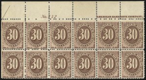 Sale 1003, Lot 5340, United States Postage Due Issues (Blocks and Plate Blocks, Scott J20-J49a)