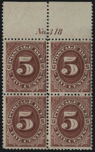 Sale 1003, Lot 5342, United States Postage Due Issues (Blocks and Plate Blocks, Scott J20-J49a)