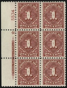 Sale 1003, Lot 5371, United States Postage Due Issues (Blocks and Plate Blocks, Scott J52-J66)