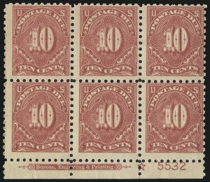 Sale 1003, Lot 5376, United States Postage Due Issues (Blocks and Plate Blocks, Scott J52-J66)