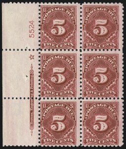 Sale 1003, Lot 5380, United States Postage Due Issues (Blocks and Plate Blocks, Scott J52-J66)