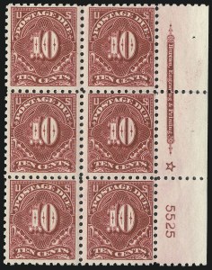 Sale 1003, Lot 5383, United States Postage Due Issues (Blocks and Plate Blocks, Scott J52-J66)