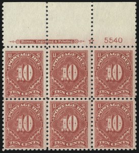 Sale 1003, Lot 5384, United States Postage Due Issues (Blocks and Plate Blocks, Scott J52-J66)