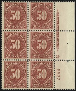 Sale 1003, Lot 5390, United States Postage Due Issues (Blocks and Plate Blocks, Scott J52-J66)