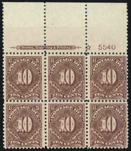 Sale 1003, Lot 5392, United States Postage Due Issues (Blocks and Plate Blocks, Scott J52-J66)