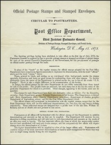 Sale 1003, Lot 5429, War Department Issues (Post Office Department Circular)