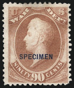 Sale 1003, Lot 5541, War Department Issues (Specimens and SEPCIMEN Errors)