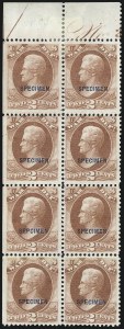 Sale 1003, Lot 5546, War Department Issues (Specimens and SEPCIMEN Errors)