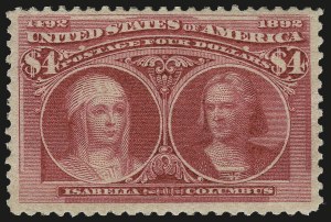 Sale 984, Lot 610, 1893 Columbian Issue ($2.00 thru $5.00, Scott 242-245)