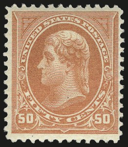 Sale 984, Lot 642, 1894 Unwatermarked Bureau Issue (Scott 246-263), 50c Orange (260) Sale 984, Lot 642, 1894 Unwatermarked Bureau Issue (Scott 246-263)
