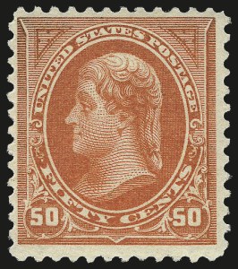 Sale 984, Lot 670, 1895 Watermarked Bureau Issue (Scott 264-278), 50c Red Orange (275a) Sale 984, Lot 670, 1895 Watermarked Bureau Issue (Scott 264-278)
