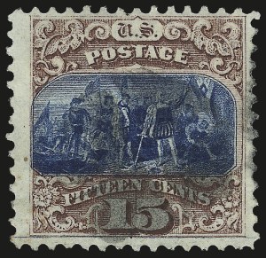 Sale 992, Lot 2187, 15c-90c 1869 Pictorial Issue (Scott 118-122), 15c Brown & Blue, Ty. I (118) Sale 992, Lot 2187, 15c-90c 1869 Pictorial Issue (Scott 118-122)
