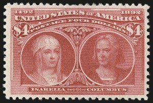 Sale 992, Lot 2335, 1893 Columbian Issue ($2.00 thru $5.00, Scott 242-245)