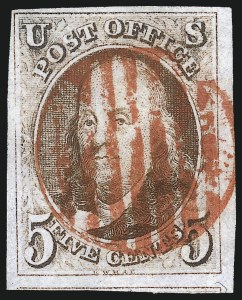 Sale 993, Lot 138, 5c 1847 Issue - Recut Left Frameline