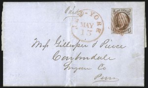 Sale 993, Lot 140, 5c 1847 Issue - Recut Left Frameline