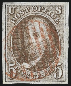 Sale 993, Lot 145, 5c 1847 Issue - Recut Left Frameline