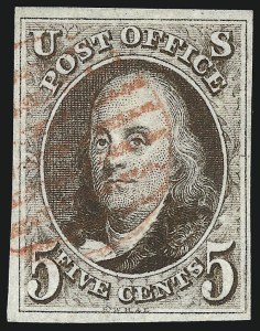 Sale 993, Lot 22, 5c 1847 Early Issues and Dark Brown Shades