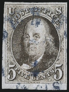 Sale 993, Lot 41, 5c 1847 Issue - Blackish Brown