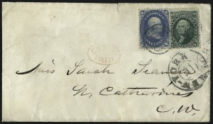 Sale 993, Lot 442, 1861-66 Issue On Cover (Scott 63-65)
