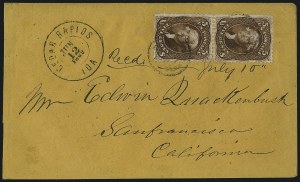 Sale 993, Lot 447, 1861-66 Issue On Cover (Scott 63-65)