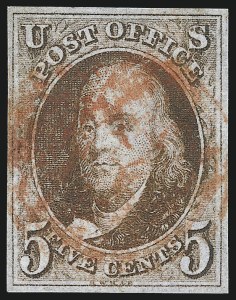 Sale 993, Lot 53, 5c 1847 Issue - Red Brown Shades