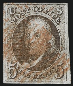 Sale 993, Lot 64, 5c 1847 Issue - Red Brown Shades