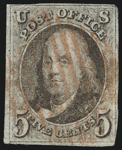 Sale 993, Lot 86, 5c 1847 Issue - Red Brown Shades