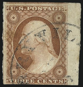 Sale 996, Lot 3010, 1851 3c Orange Brown - Sheet Margins and Imprints