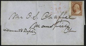 Sale 996, Lot 3012, 1851 3c Orange Brown - Sheet Margins and Imprints