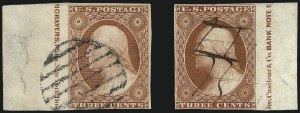 Sale 996, Lot 3015, 1851 3c Orange Brown - Sheet Margins and Imprints