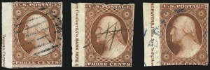 Sale 996, Lot 3016, 1851 3c Orange Brown - Sheet Margins and Imprints