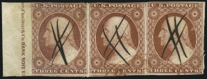 Sale 996, Lot 3019, 1851 3c Orange Brown - Sheet Margins and Imprints