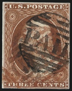 Sale 996, Lot 3029, 1851 3c Orange Brown