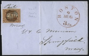 Sale 996, Lot 3041, 1851 3c Orange Brown Shades, Part India Paper