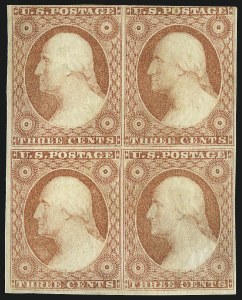 Sale 996, Lot 3078, 1851 3c Dull Red Shades - Imprint copies, Unused