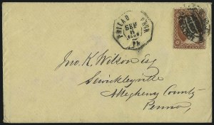 Sale 996, Lot 3247, 1857 3c Perforated Issue - Type III Carrier & Local Combinations