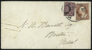 Sale 996, Lot 3251, 1857 3c Perforated Issue - Type III Carrier & Local Combinations