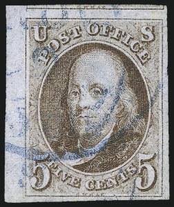 Sale 997, Lot 5064, 5c 1847 Issue (Scott 1 and shades)