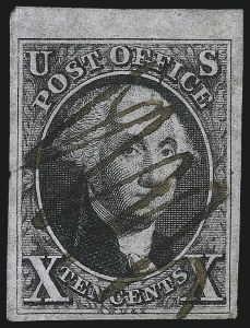 Sale 997, Lot 5093, 10c 1847 Issue (Scott 2)