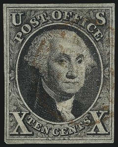 Sale 997, Lot 5094, 10c 1847 Issue (Scott 2)