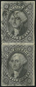 Sale 997, Lot 5213, 10c and 12c 1851-56 Issue (Scott 13-17)