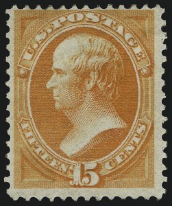 Sale 997, Lot 5581, 1873 Continental Bank Note Co. Issue (Scott 156-166), 15c Yellow Orange (163) Sale 997, Lot 5581, 1873 Continental Bank Note Co. Issue (Scott 156-166)