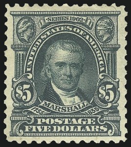 Sale 997, Lot 5861, 1902-08 Issues (Scott 300-319), $5.00 Dark Green (313) Sale 997, Lot 5861, 1902-08 Issues (Scott 300-319)