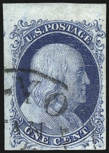 Sale 998, Lot 76, Plate One Late - Top Row of Right Pane