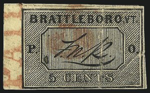 Sale 1007, Lot 2062, Postmasters Provisionals - Brattleboro Vt. (Scott 5X1)