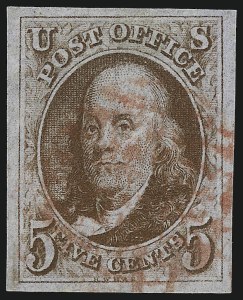 Sale Number 1007, Lot Number 2067, 5c 1847 Issue (Scott 1)